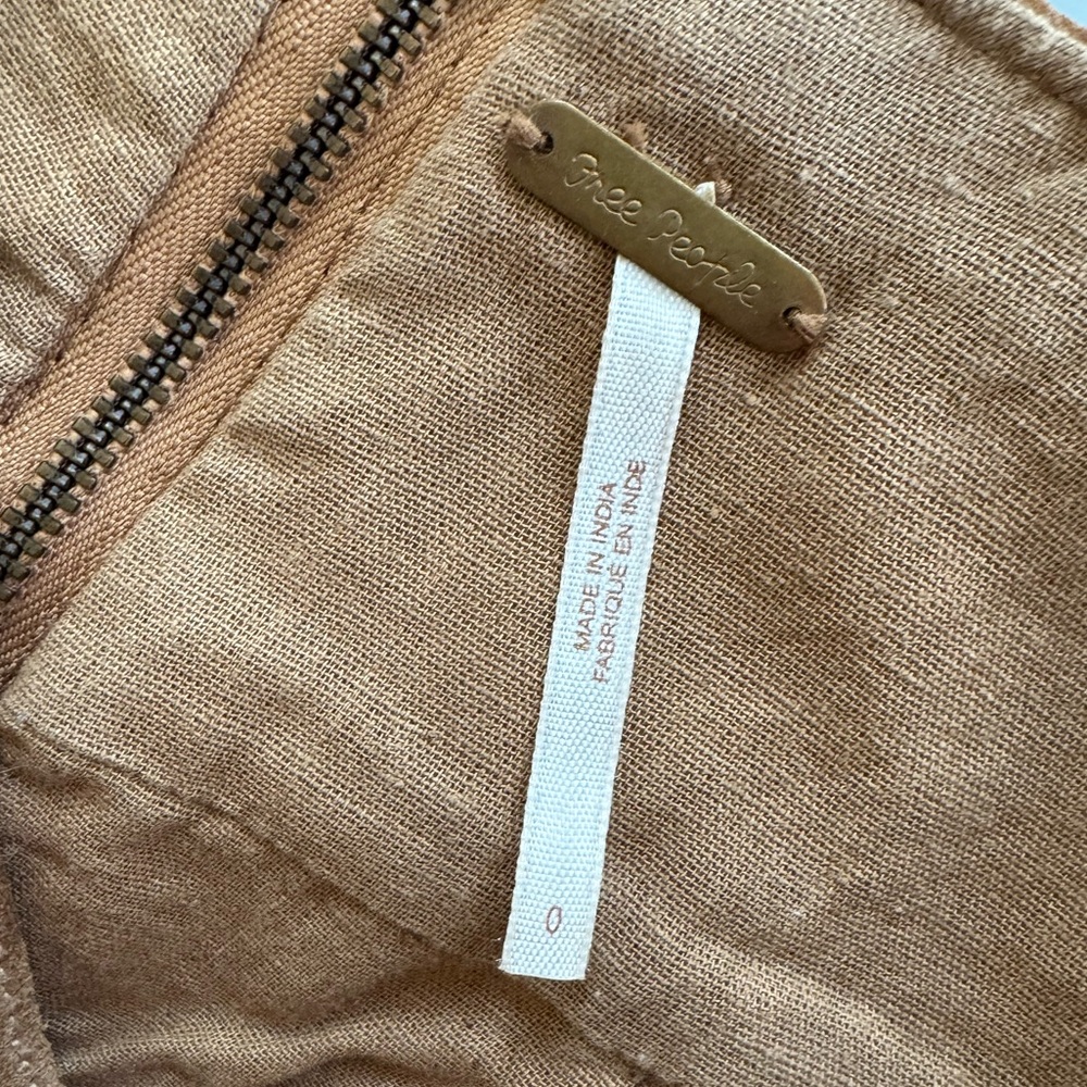 Free People Modern Love Brown Suede Mini Skirt with Front Patch Pockets Size 0 - Picture 5 of 8